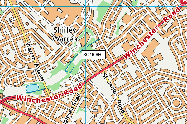 SO16 6HL map - OS VectorMap District (Ordnance Survey)