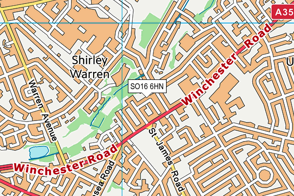 SO16 6HN map - OS VectorMap District (Ordnance Survey)