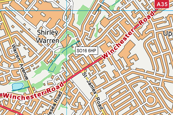 SO16 6HP map - OS VectorMap District (Ordnance Survey)