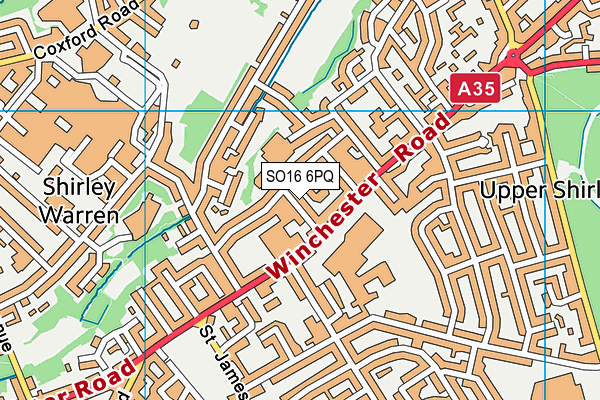 SO16 6PQ map - OS VectorMap District (Ordnance Survey)
