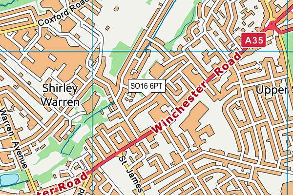 SO16 6PT map - OS VectorMap District (Ordnance Survey)