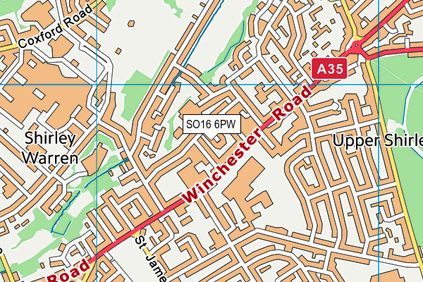 SO16 6PW map - OS VectorMap District (Ordnance Survey)