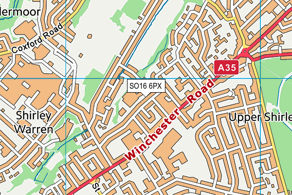 SO16 6PX map - OS VectorMap District (Ordnance Survey)