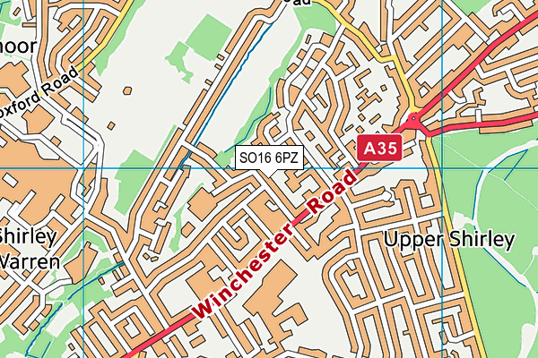 SO16 6PZ map - OS VectorMap District (Ordnance Survey)