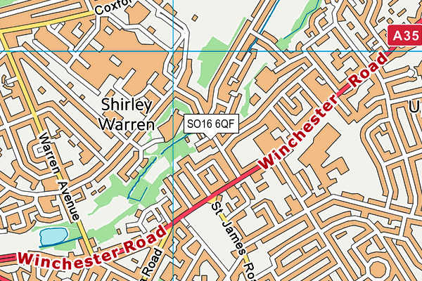 SO16 6QF map - OS VectorMap District (Ordnance Survey)