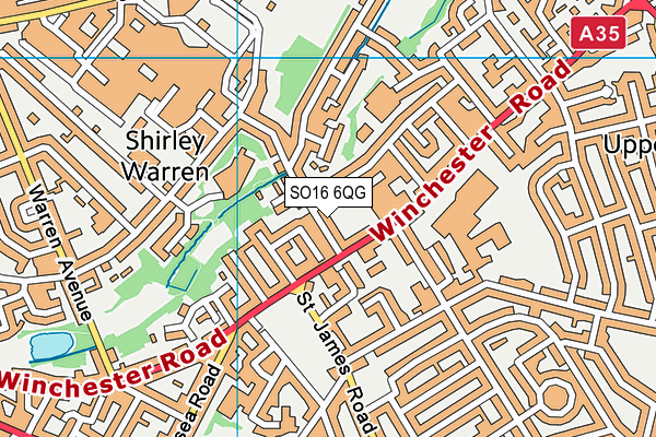 SO16 6QG map - OS VectorMap District (Ordnance Survey)