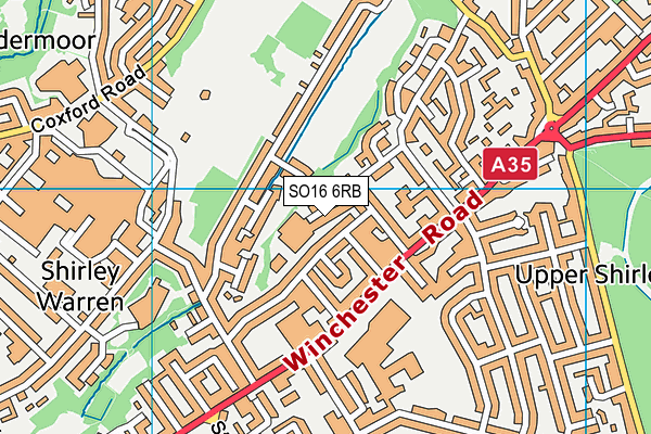 SO16 6RB map - OS VectorMap District (Ordnance Survey)