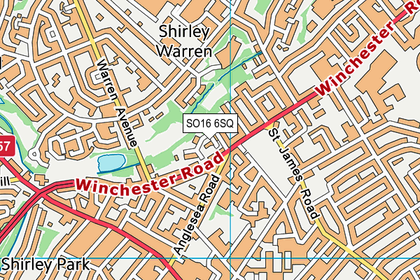 SO16 6SQ map - OS VectorMap District (Ordnance Survey)