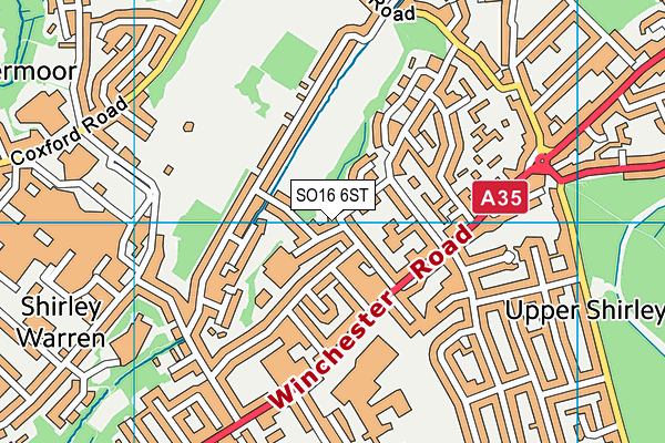 SO16 6ST map - OS VectorMap District (Ordnance Survey)