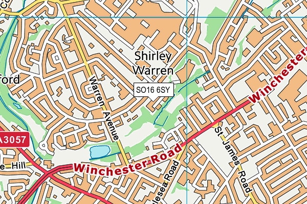 SO16 6SY map - OS VectorMap District (Ordnance Survey)