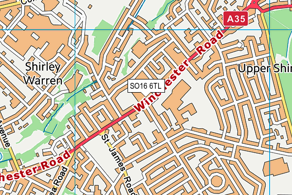 SO16 6TL map - OS VectorMap District (Ordnance Survey)
