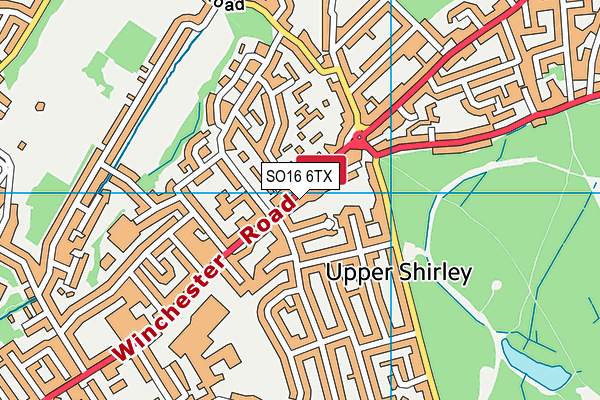SO16 6TX map - OS VectorMap District (Ordnance Survey)
