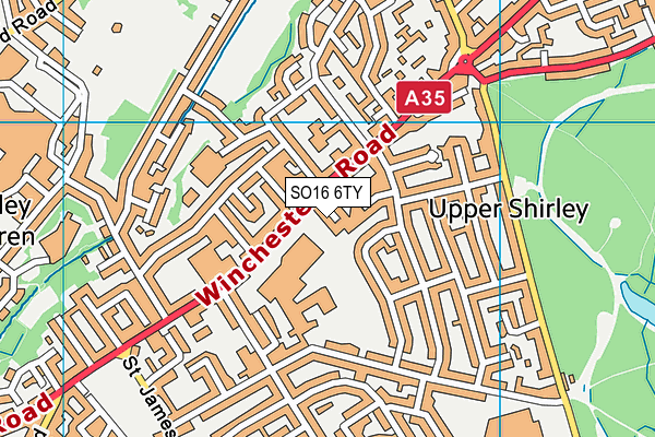 SO16 6TY map - OS VectorMap District (Ordnance Survey)