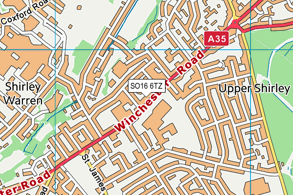 SO16 6TZ map - OS VectorMap District (Ordnance Survey)