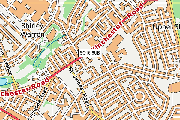 SO16 6UB map - OS VectorMap District (Ordnance Survey)