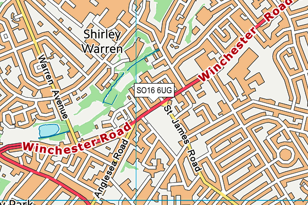 SO16 6UG map - OS VectorMap District (Ordnance Survey)