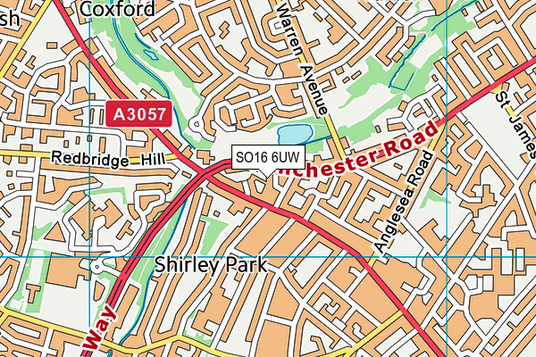 SO16 6UW map - OS VectorMap District (Ordnance Survey)