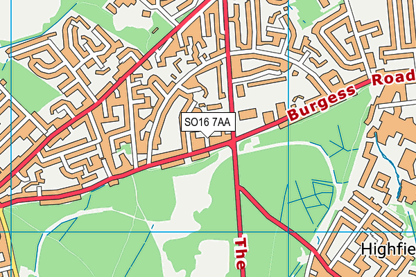 SO16 7AA map - OS VectorMap District (Ordnance Survey)