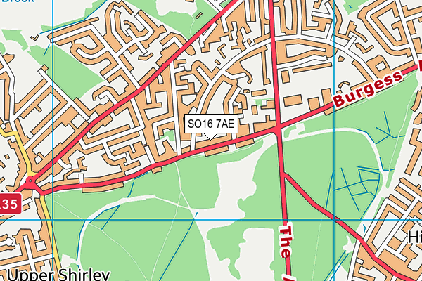 SO16 7AE map - OS VectorMap District (Ordnance Survey)