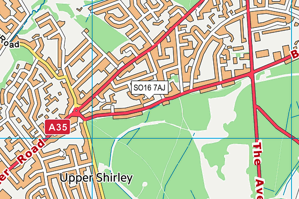 SO16 7AJ map - OS VectorMap District (Ordnance Survey)