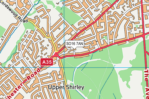 SO16 7AN map - OS VectorMap District (Ordnance Survey)