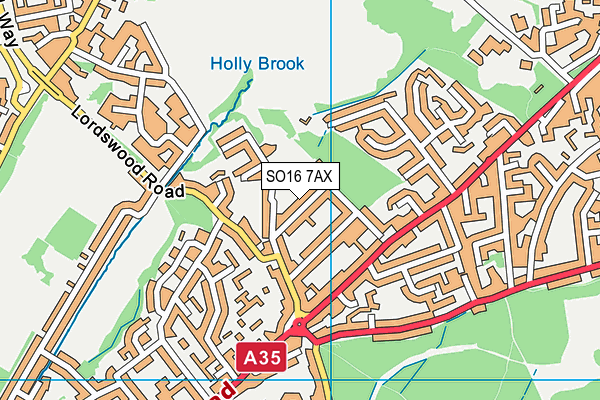 SO16 7AX map - OS VectorMap District (Ordnance Survey)