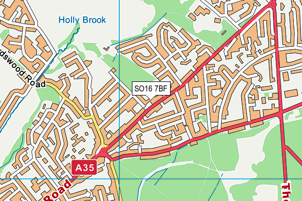 SO16 7BF map - OS VectorMap District (Ordnance Survey)