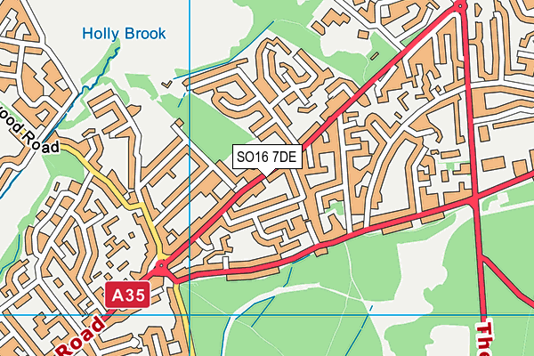 SO16 7DE map - OS VectorMap District (Ordnance Survey)