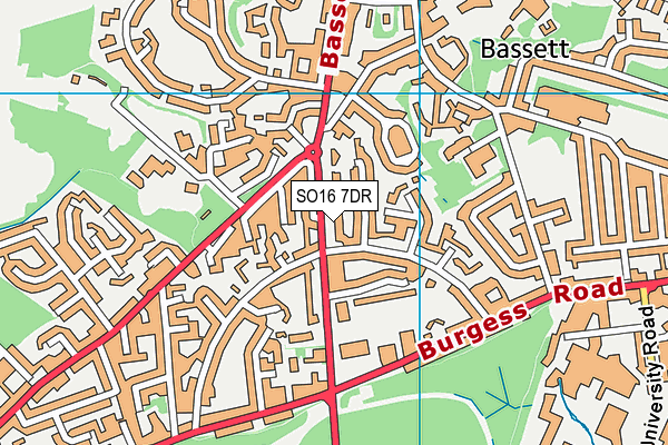 SO16 7DR map - OS VectorMap District (Ordnance Survey)