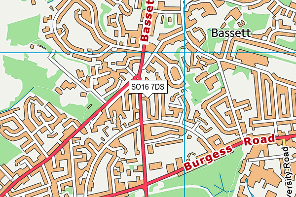 SO16 7DS map - OS VectorMap District (Ordnance Survey)