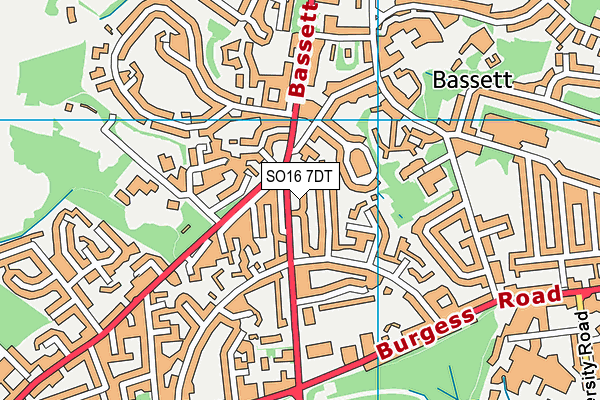 SO16 7DT map - OS VectorMap District (Ordnance Survey)