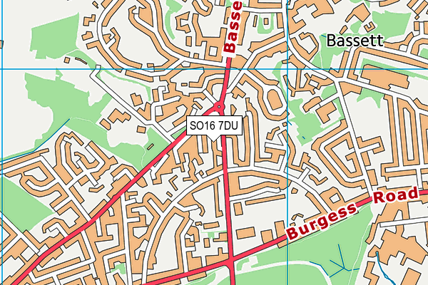 SO16 7DU map - OS VectorMap District (Ordnance Survey)