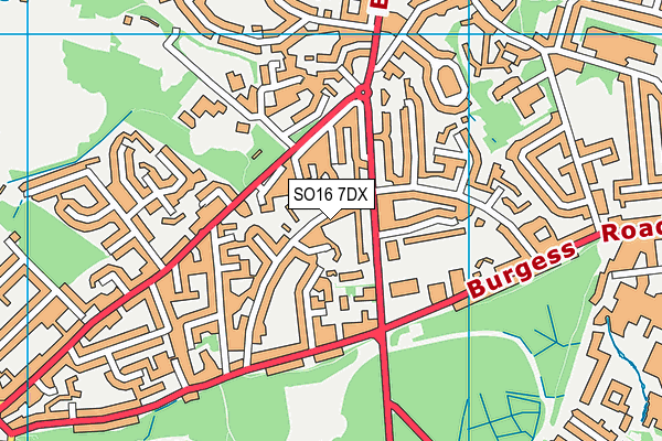 SO16 7DX map - OS VectorMap District (Ordnance Survey)