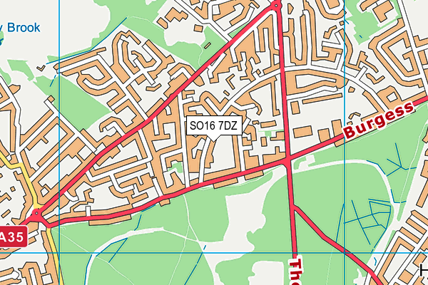 SO16 7DZ map - OS VectorMap District (Ordnance Survey)