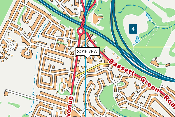 SO16 7FW map - OS VectorMap District (Ordnance Survey)