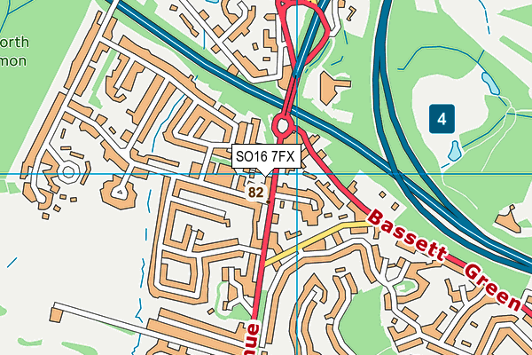 SO16 7FX map - OS VectorMap District (Ordnance Survey)