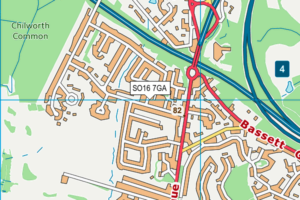 SO16 7GA map - OS VectorMap District (Ordnance Survey)