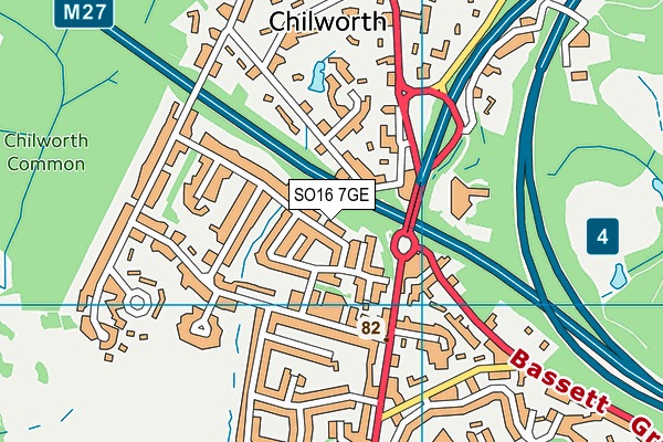 SO16 7GE map - OS VectorMap District (Ordnance Survey)