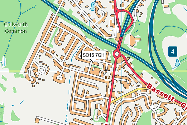 SO16 7GH map - OS VectorMap District (Ordnance Survey)