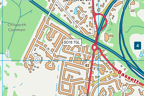 SO16 7GL map - OS VectorMap District (Ordnance Survey)