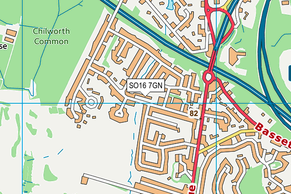 SO16 7GN map - OS VectorMap District (Ordnance Survey)