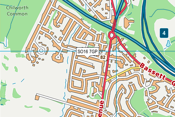 SO16 7GP map - OS VectorMap District (Ordnance Survey)