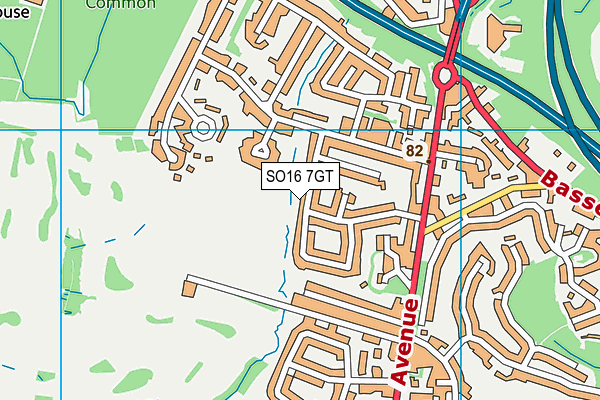 SO16 7GT map - OS VectorMap District (Ordnance Survey)
