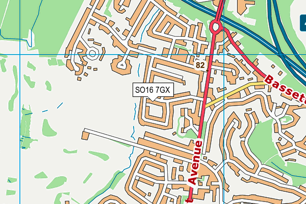 SO16 7GX map - OS VectorMap District (Ordnance Survey)