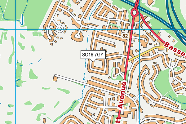 SO16 7GY map - OS VectorMap District (Ordnance Survey)