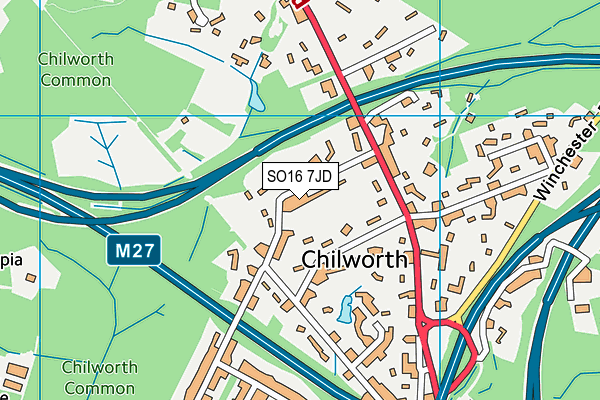 SO16 7JD map - OS VectorMap District (Ordnance Survey)