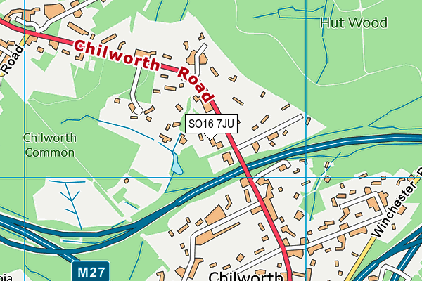 SO16 7JU map - OS VectorMap District (Ordnance Survey)