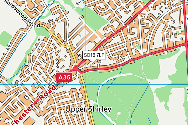 SO16 7LF map - OS VectorMap District (Ordnance Survey)