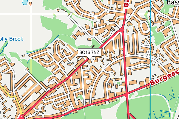 SO16 7NZ map - OS VectorMap District (Ordnance Survey)