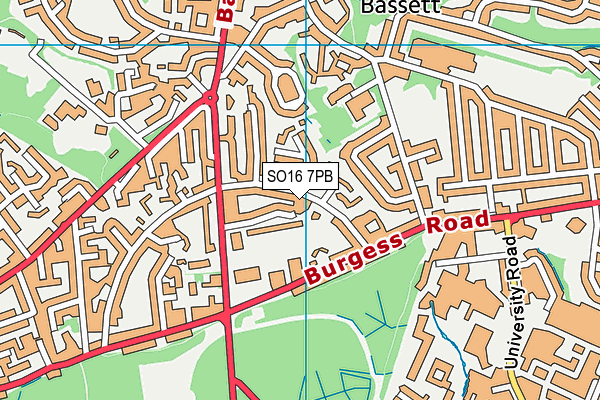 SO16 7PB map - OS VectorMap District (Ordnance Survey)